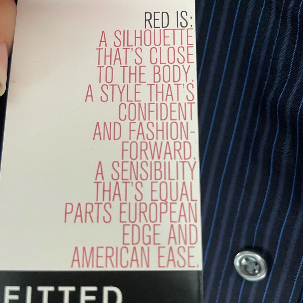 NWT Men’s Alfani Navy striped button down shirt size XL - Picture 5 of 8